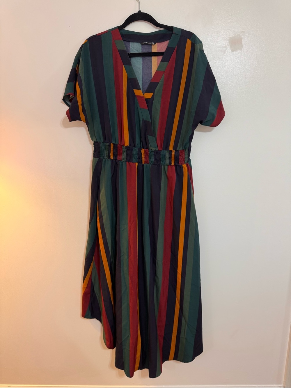 BloomChic Striped Maxi Dress in Green, Navy, Burgundy & Mustard - Picture 2 of 3